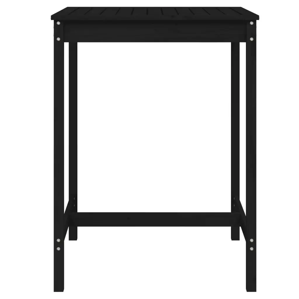 Garden Table Solid Pine Wood Black Sturdy Frame Outdoor Patio Dining Furniture