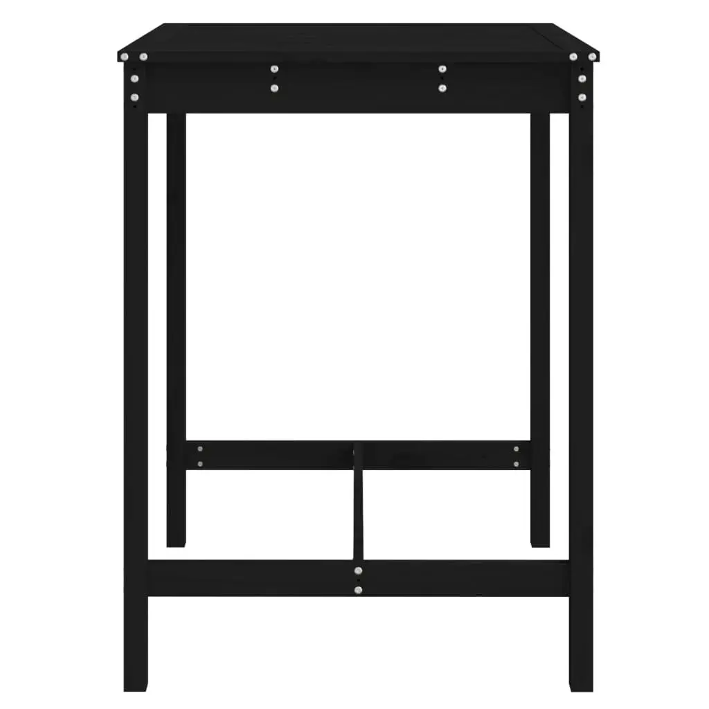 Garden Table Solid Pine Wood Black Sturdy Frame Outdoor Patio Dining Furniture