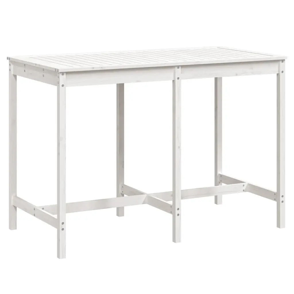 Garden Table White Solid Pine Wood Outdoor Dining Furniture