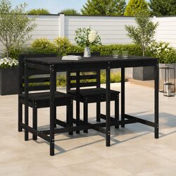 Garden Table Black Outdoor Wooden Furniture Patio Dining Balcony Terrace Deck