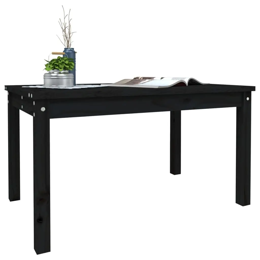 Garden Table 82.5x50.5x45cm Black Solid Pine Wood Outdoor Patio Dining Furniture