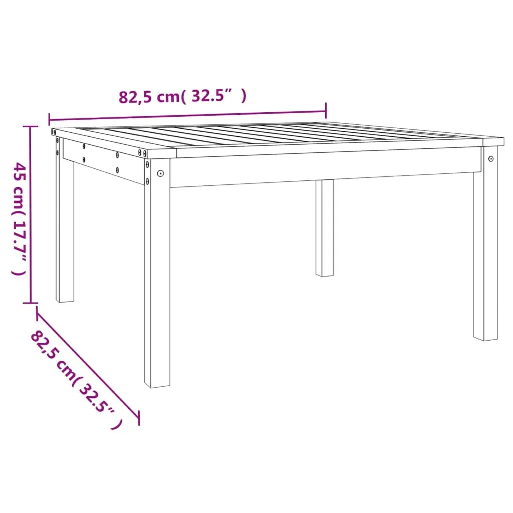 Garden Table 82.5x82.5x45cm Grey Solid Wood Pine Outdoor Dining Furniture