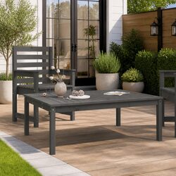 Grey Outdoor Dining Table Solid Wood Pine 121x82.5cm