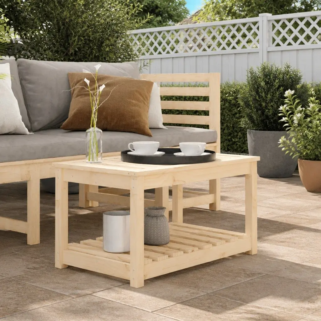 Solid Wood Garden Table 82.5x50.5x45cm Brown Sturdy Outdoor Furniture