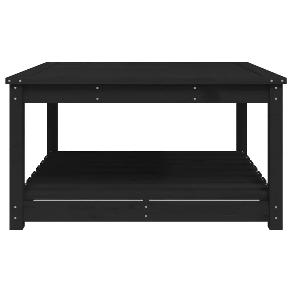 Garden Table 82.5x82.5x45cm Black Solid Pine Wood Outdoor Patio Furniture