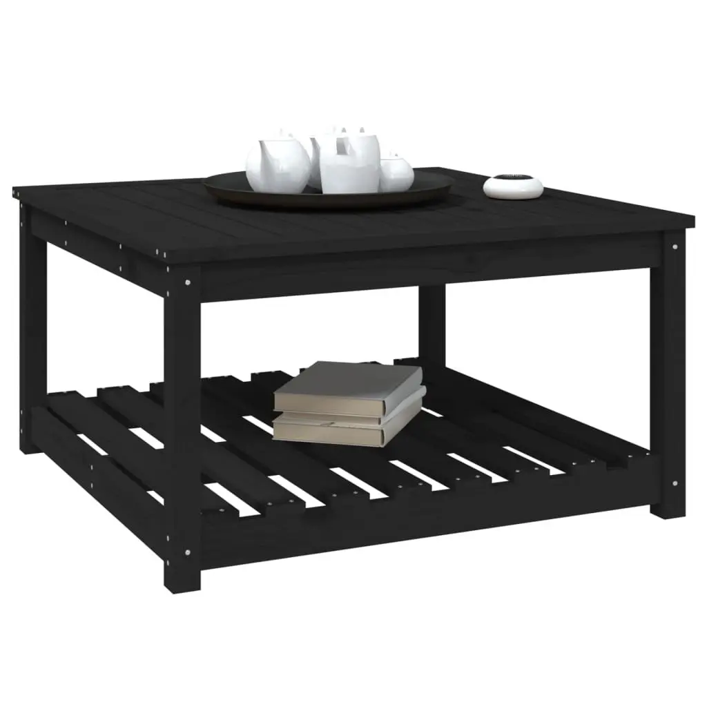Garden Table 82.5x82.5x45cm Black Solid Pine Wood Outdoor Patio Furniture