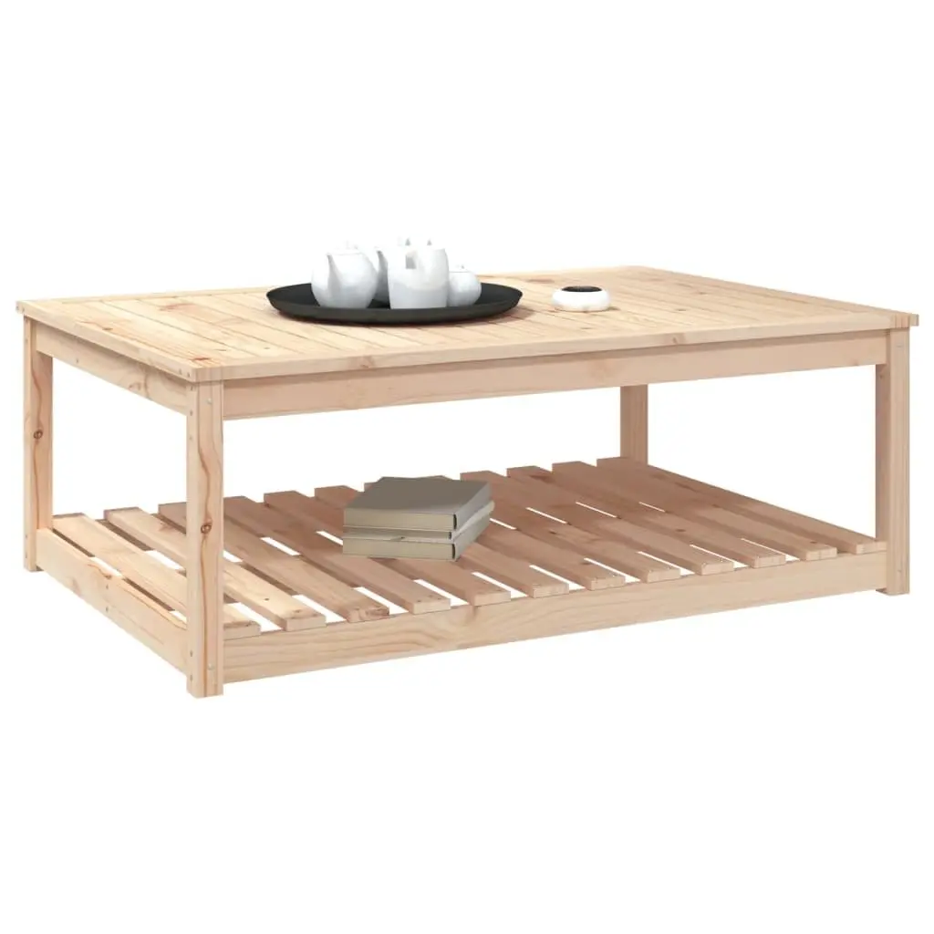 Garden Table Solid Pine Wood Outdoor Dining Desk with Open Shelf Brown