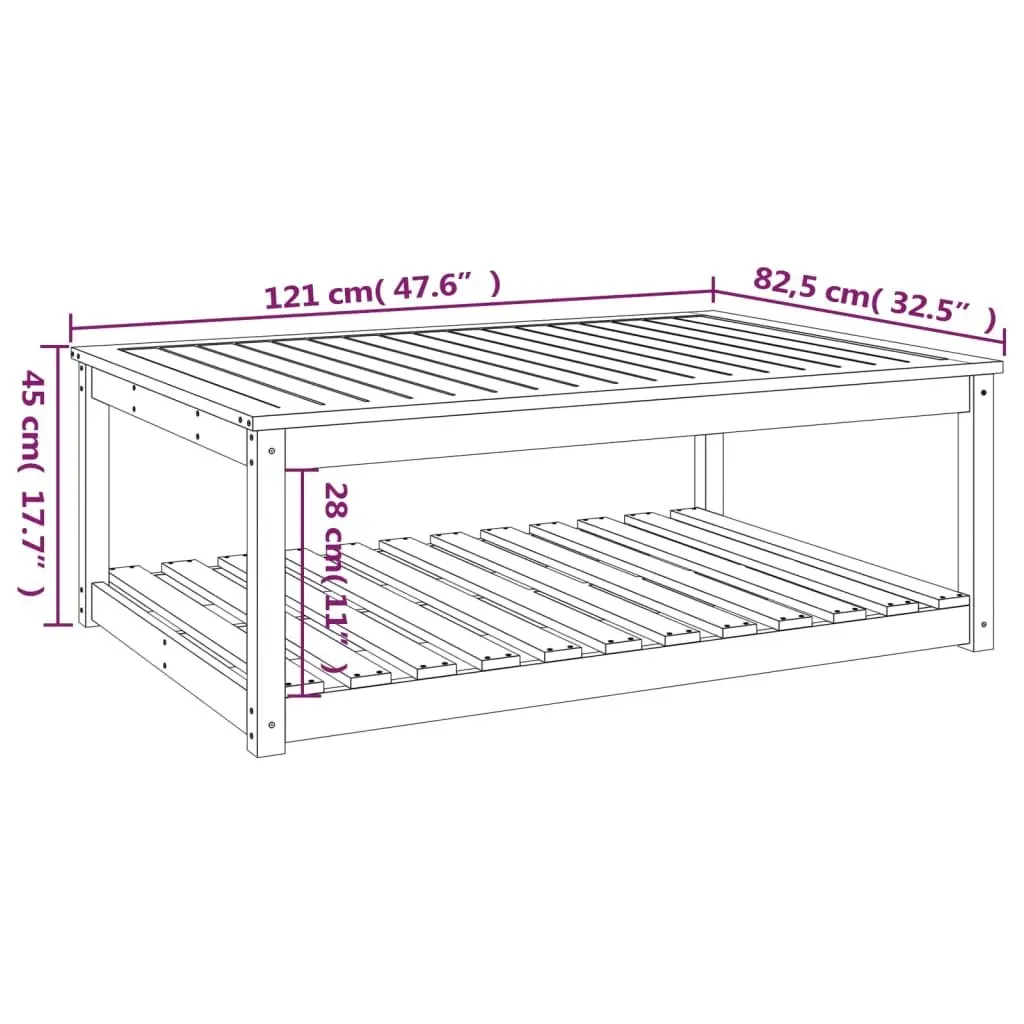 Garden Table Solid Pine Wood Outdoor Dining Desk with Open Shelf Brown