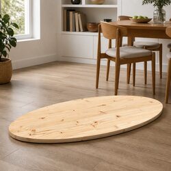Stylish Brown Oval Pine Table Top 90x45x2.5 cm