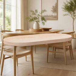 Wooden Table Top 80x40x2.5cm Solid Pine Oval Brown Replacement Surface