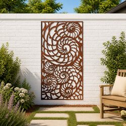 Outdoor Corten Steel Wall Decoration 105x55 cm Shell Pattern