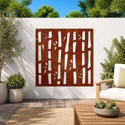 Garden Wall Decoration 55x55 cm Corten Steel Bamboo Hollow Design Outdoor Art