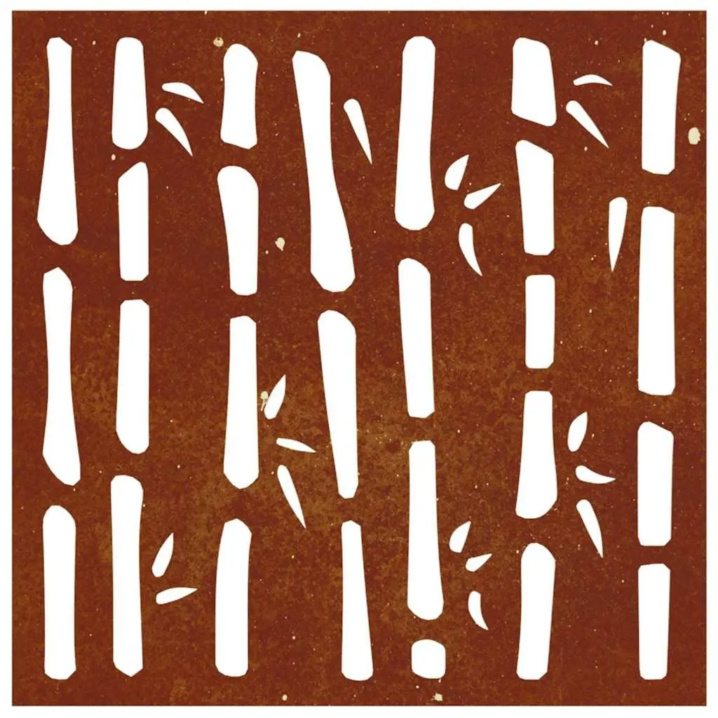 Garden Wall Decoration 55x55 cm Corten Steel Bamboo Hollow Design Outdoor Art