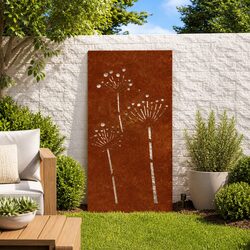 Garden Wall Decoration 105x55cm Corten Steel Flower Design Outdoor Metal Art