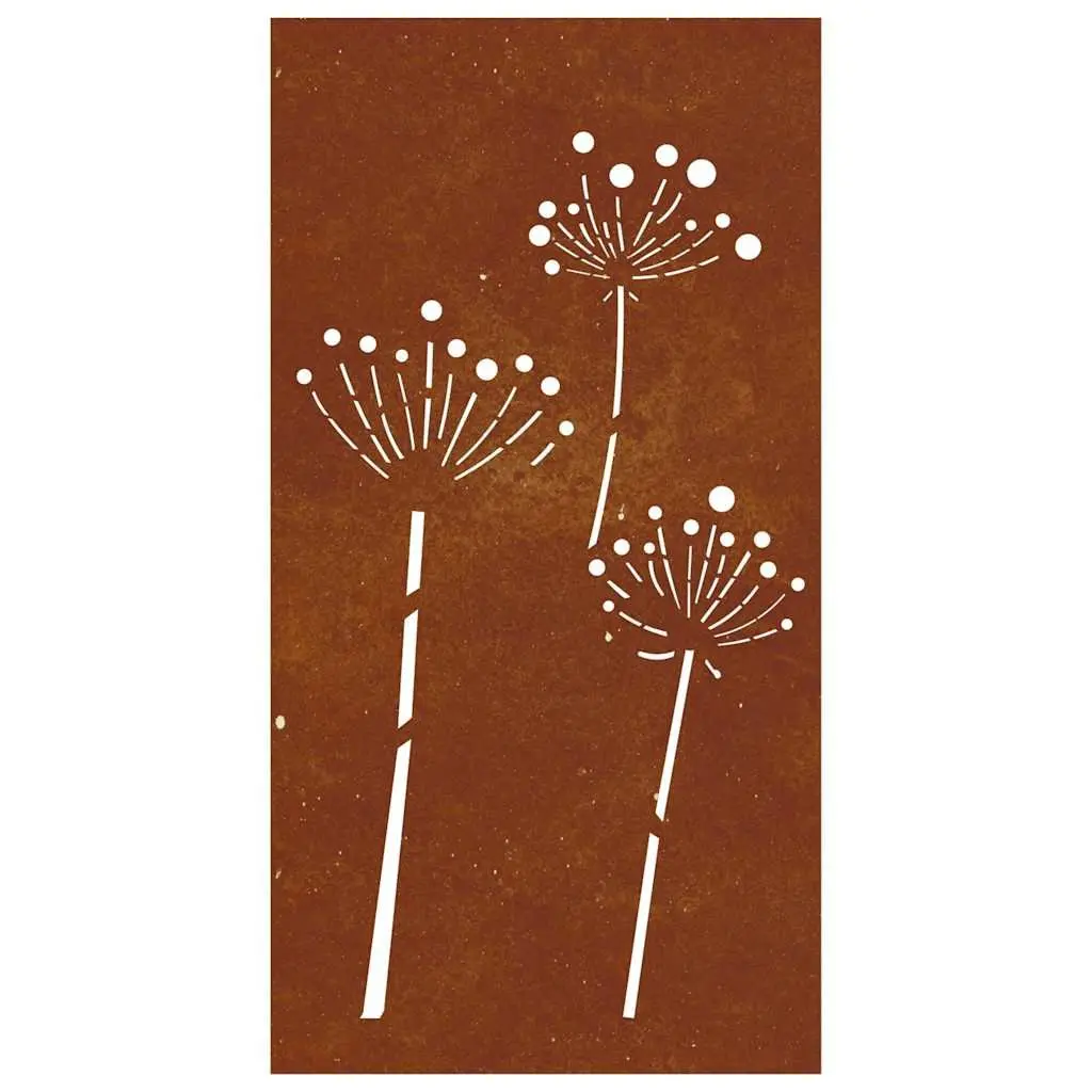 Garden Wall Decoration 105x55cm Corten Steel Flower Design Outdoor Metal Art