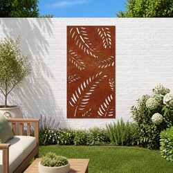 Garden Wall Art Decoration 105x55 cm Corten Steel Leaf Design Outdoor Metal