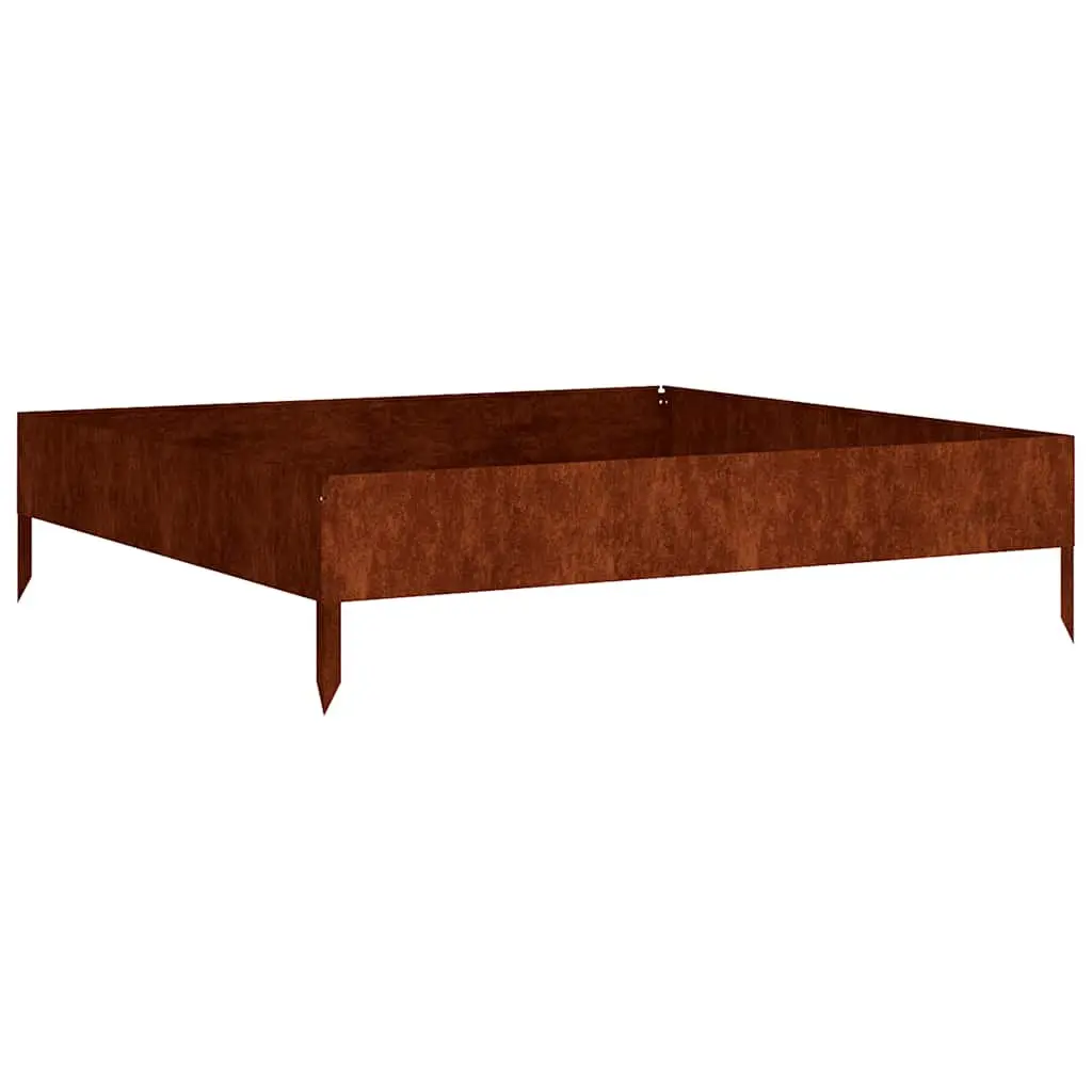Garden Raised Bed Planter 100x100x26cm Corten Steel Open Bottom Flower Box