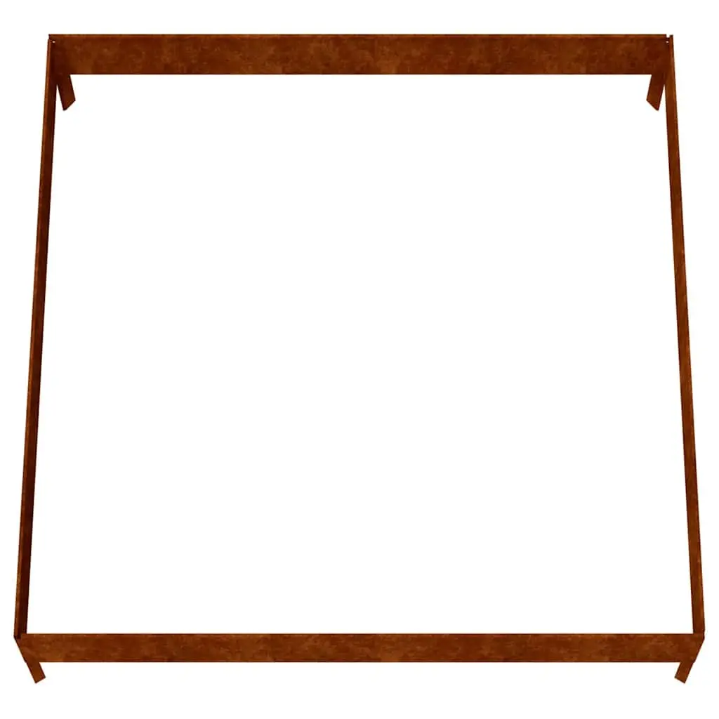 Garden Raised Bed Planter 100x100x26cm Corten Steel Open Bottom Flower Box