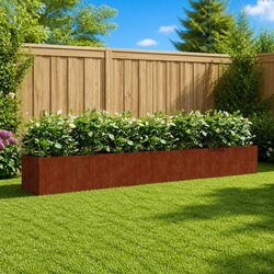 Outdoor Raised Garden Bed Planter in Corten Steel 280x40x40cm