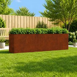 Garden Raised Bed Planter 280x40x80 cm Brown Weathering Steel Outdoor Vegetable