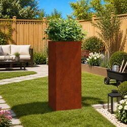 Brown Corten Steel Planter Box for Outdoor Spaces