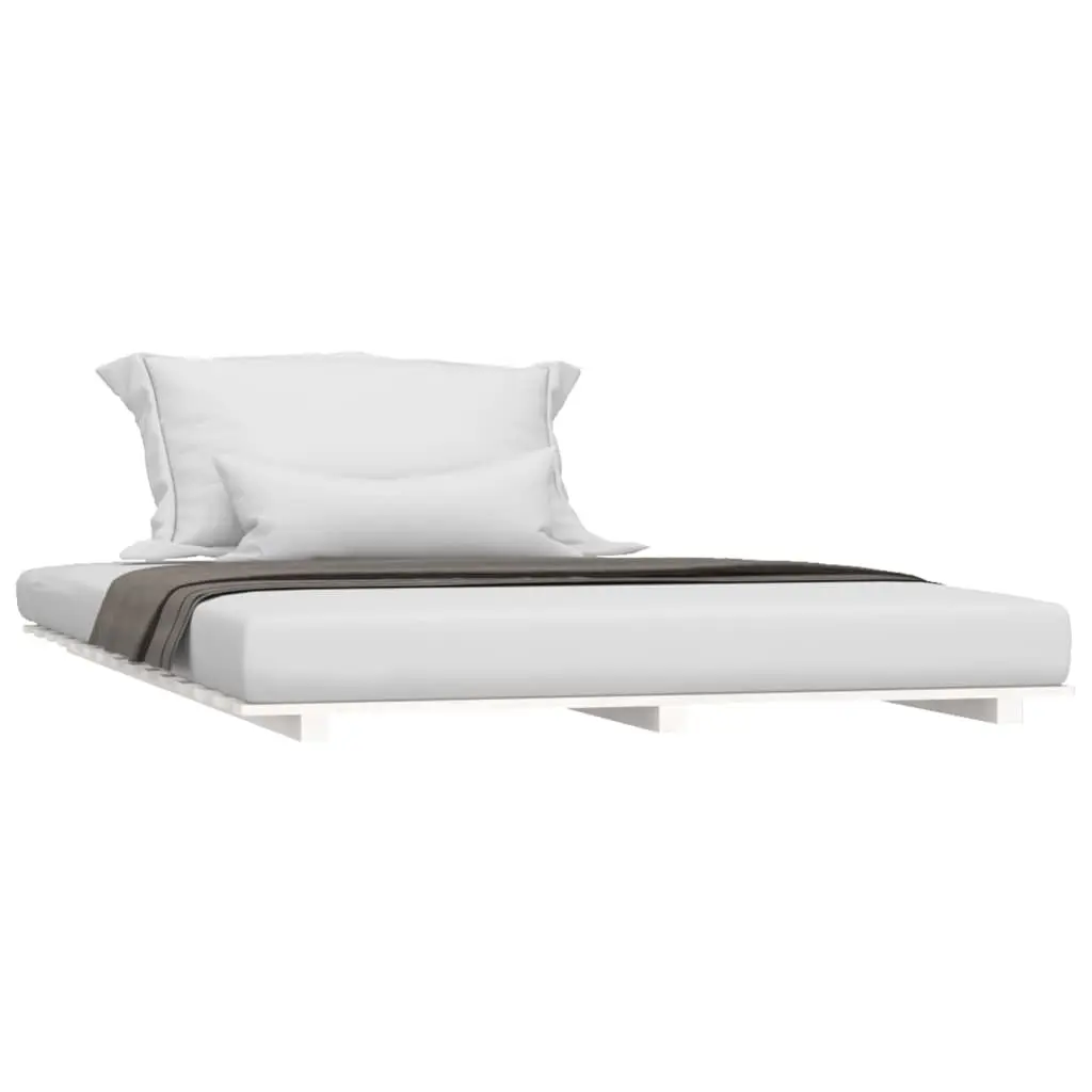 Bed Frame 150x200 cm White Solid Pine Wood Slatted Base