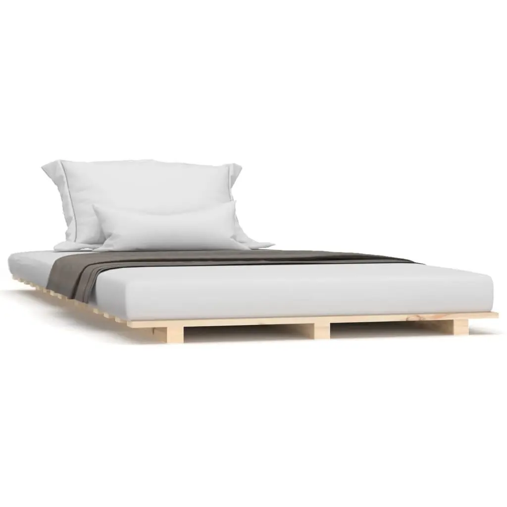 Solid Wood Bed Frame 90x190 cm Slatted Base Sturdy Pine Construction Brown