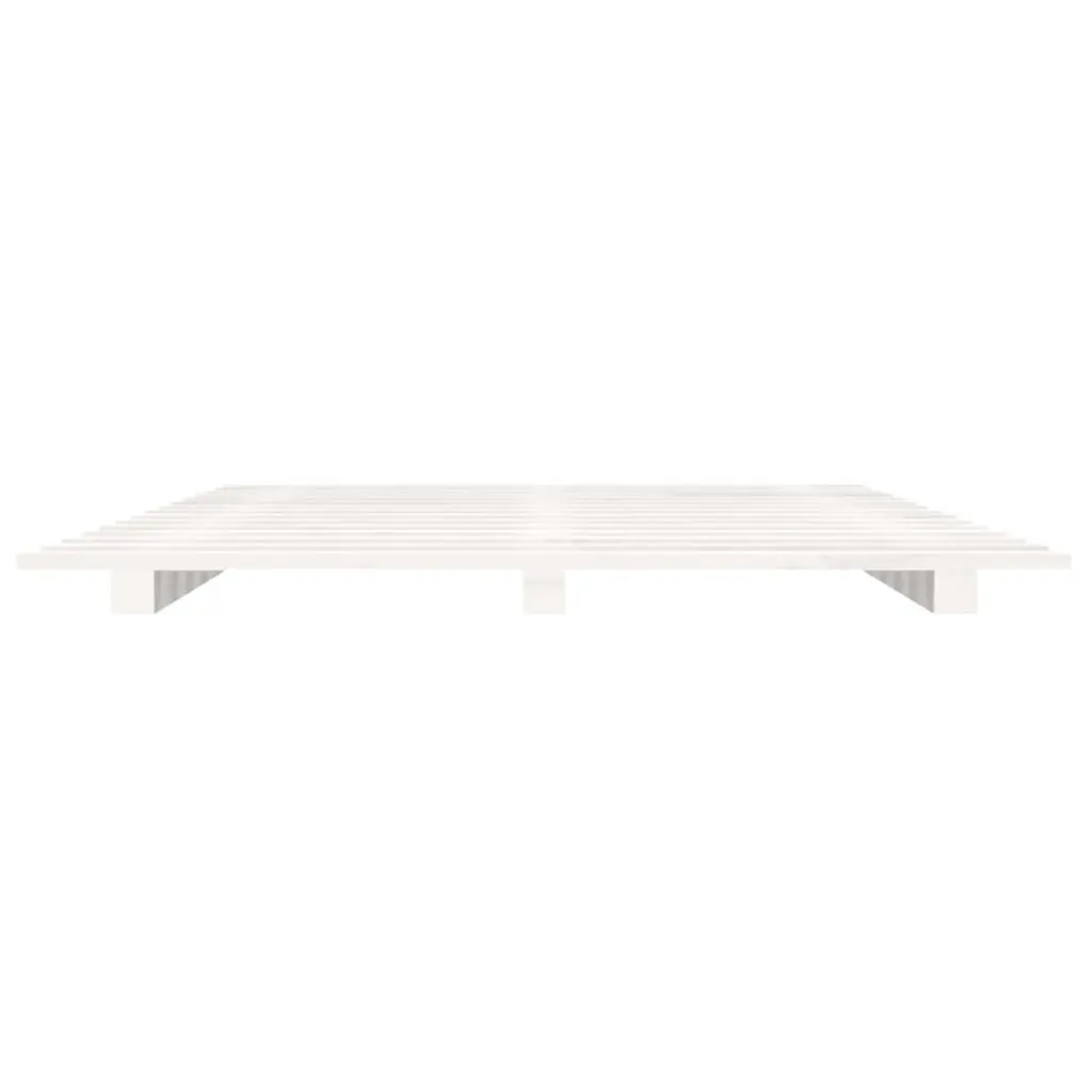 Solid Pine Wood Bed Frame 90x190 cm White Slatted Base