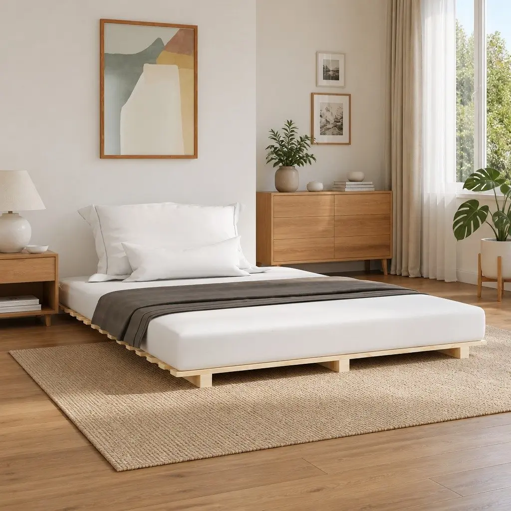 Bed Frame 135x190 cm Solid Pine Wood Slatted Base Brown
