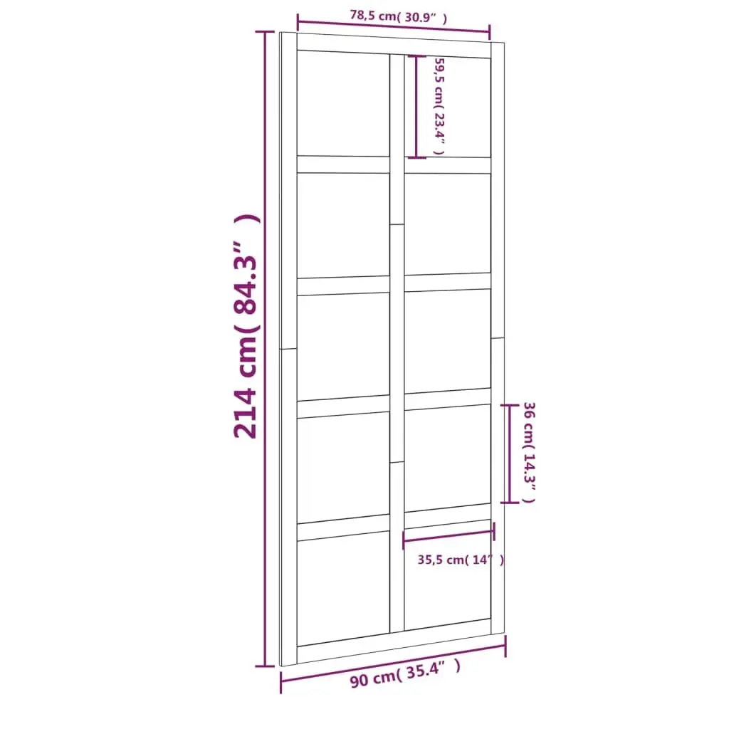 Barn Door 90x1.8x214 cm Solid Pine Wood Interior Sliding Door Space Saving