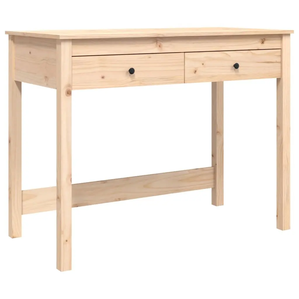 Solid Pine Wood Desk 100x50x78 cm with 2 Drawers Rustic Finish