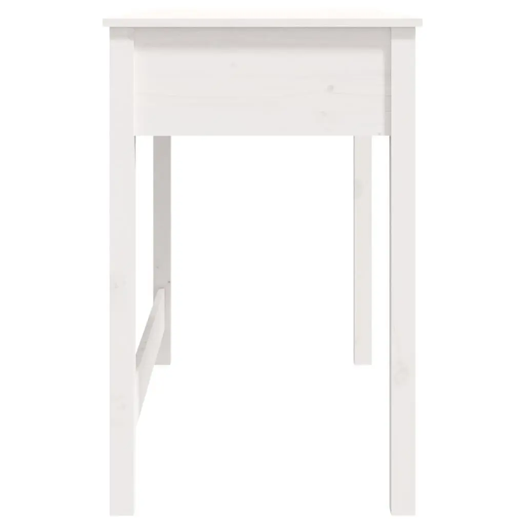 Solid Wood Pine Desk 100 cm White with 2 Drawers for Office Study Computer Furniture