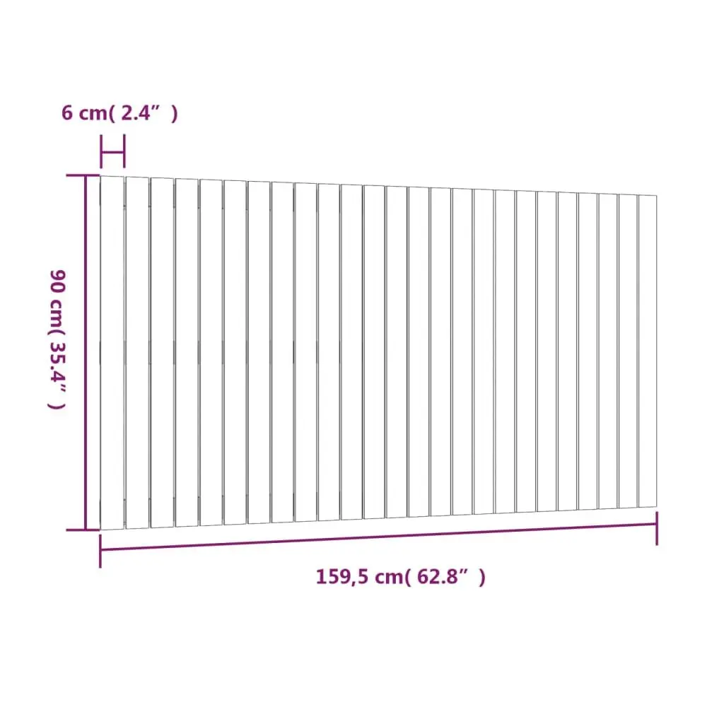 Wall Mounted Headboard 159.5cm Solid Pine Wood White Natural Grain