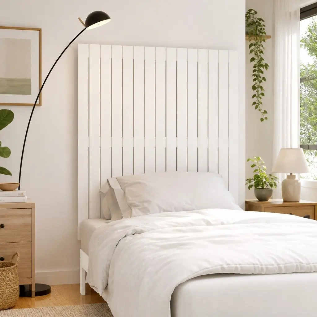 Wall Mounted Headboard 95.5cm White Solid Pine Wood Bedroom Bed Header