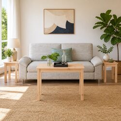 3-Piece Brown Pine Wood Nesting Tables for Stylish Homes