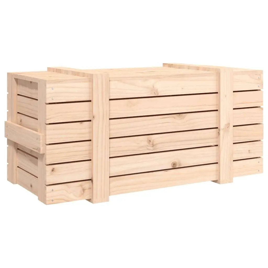Wooden Storage Box 91x40.5x42cm Solid Pine Hinged Lid Home Organisation Chest