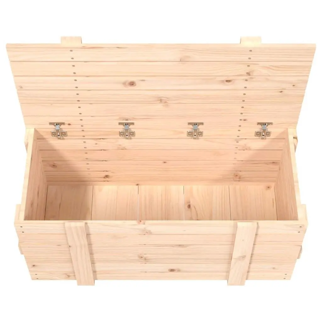 Wooden Storage Box 91x40.5x42cm Solid Pine Hinged Lid Home Organisation Chest