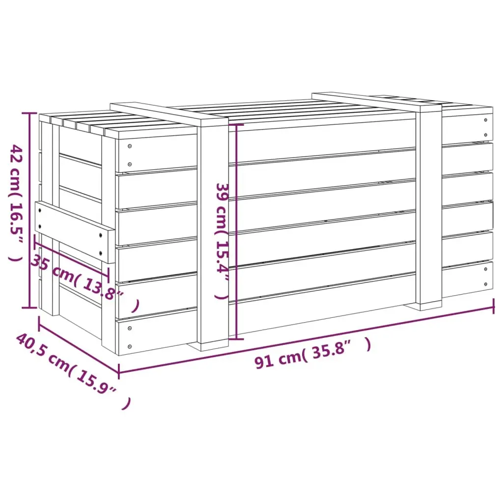 Storage Box 91 x 40.5 x 42 cm White Solid Wood Pine Household Organiser Chest with Hinged Lid