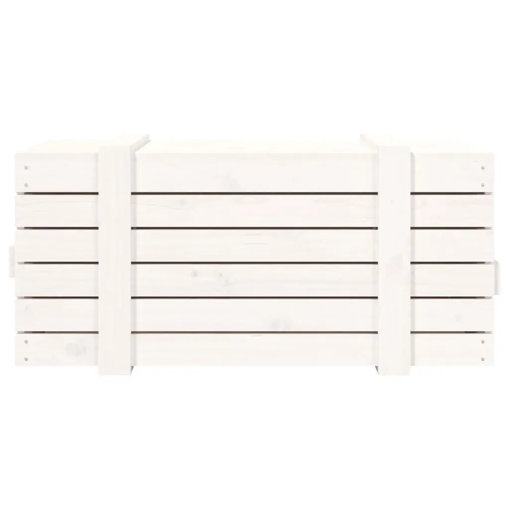 Storage Box 91 x 40.5 x 42 cm White Solid Wood Pine Household Organiser Chest with Hinged Lid