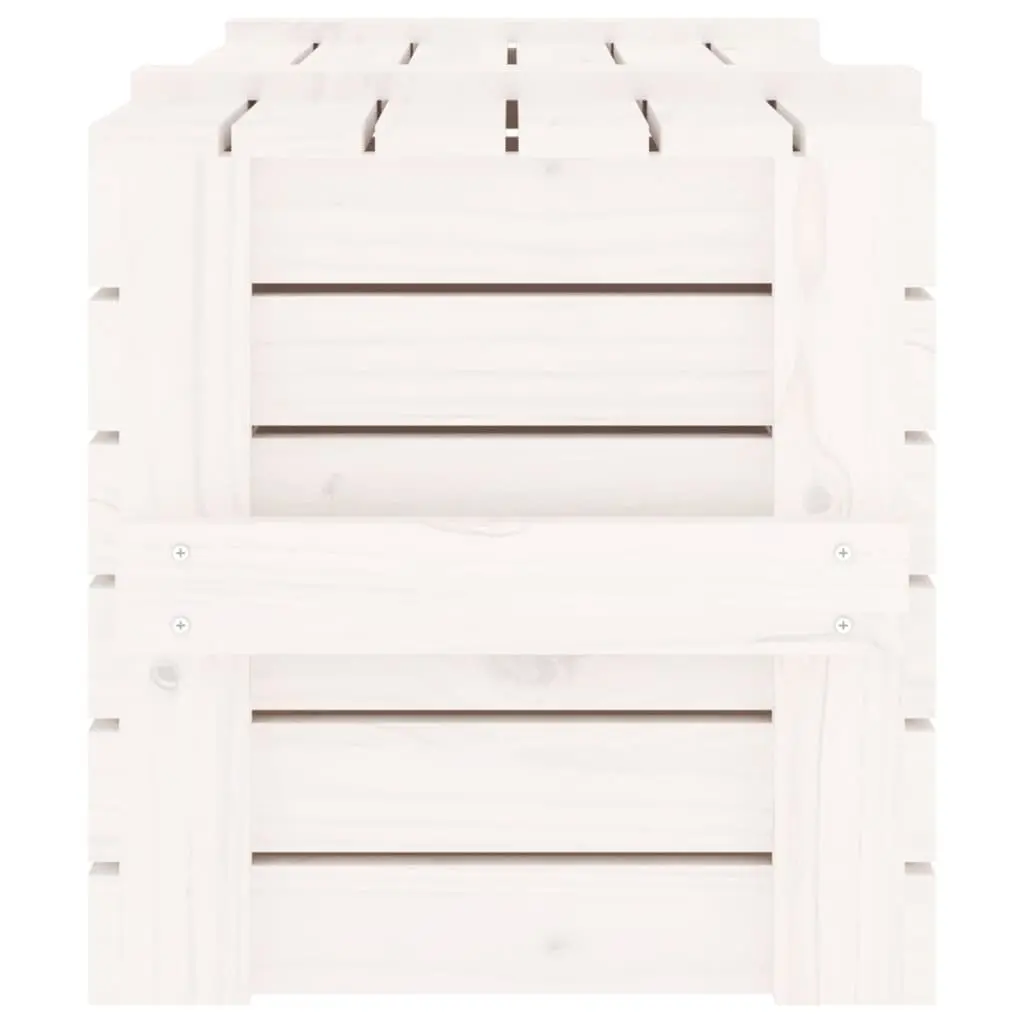 Storage Box 91 x 40.5 x 42 cm White Solid Wood Pine Household Organiser Chest with Hinged Lid