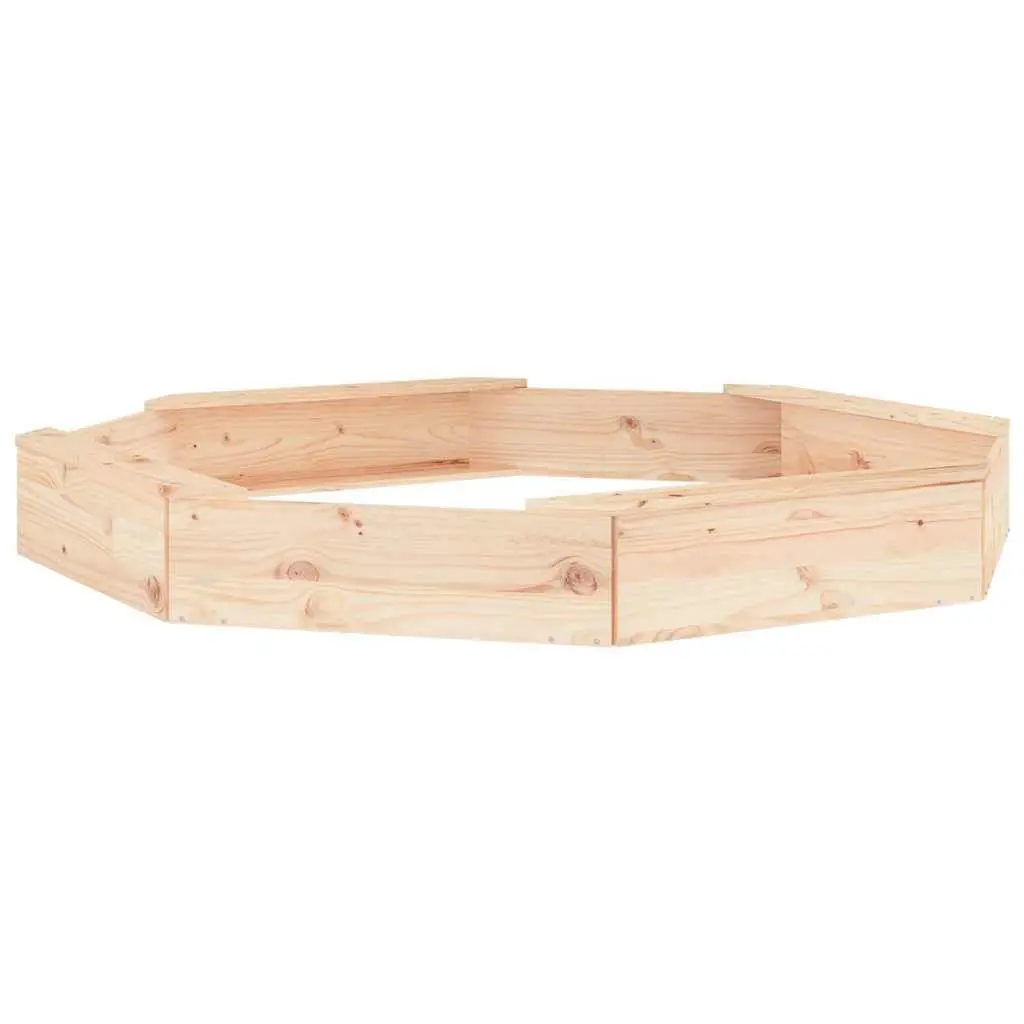 Wooden Sandbox Octagon Shape with Integrated Seating Solid Pine Outdoor Play Equipment for Kids