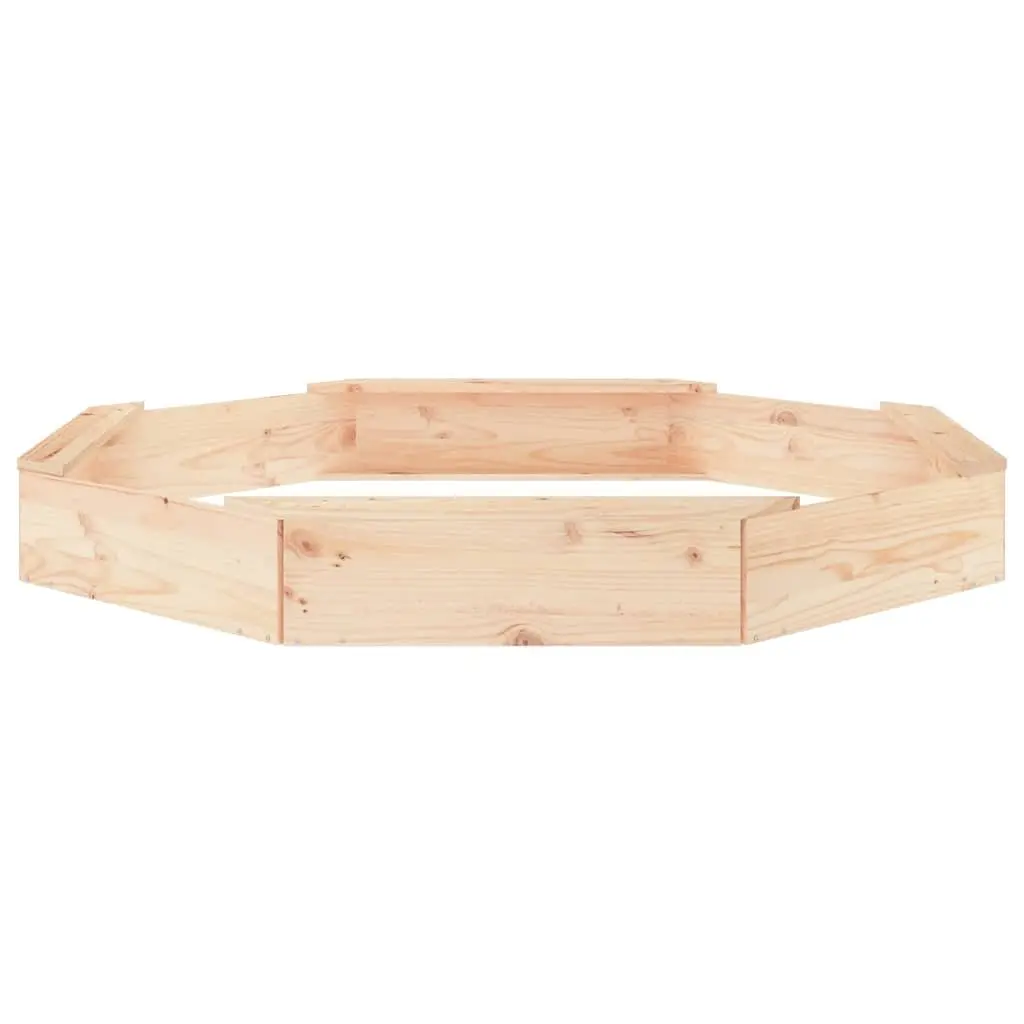 Wooden Sandbox Octagon Shape with Integrated Seating Solid Pine Outdoor Play Equipment for Kids
