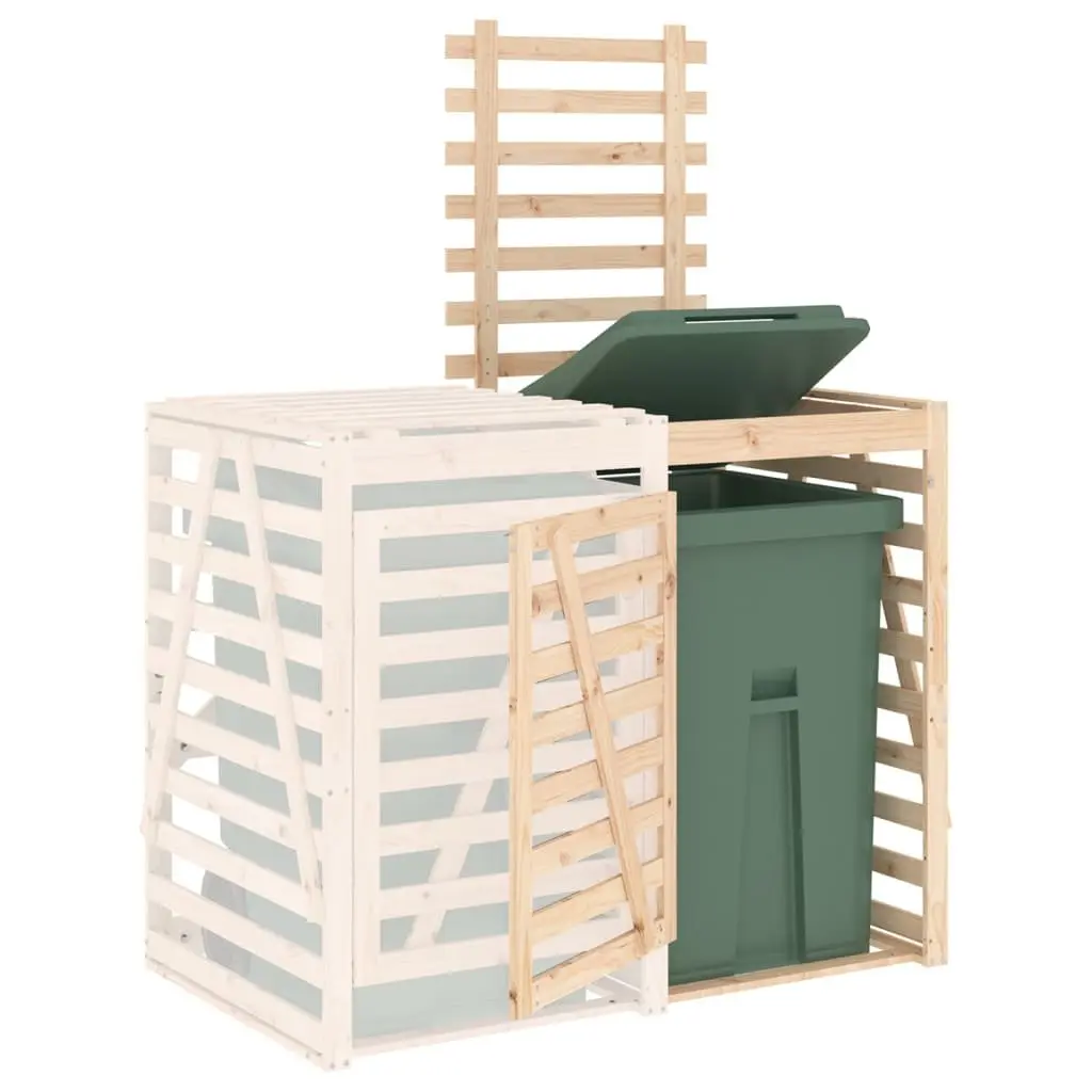 Solid Pine Wood Wheelie Bin Storage Extension Outdoor Waste Container with Lockable Door and Ventilation Slats
