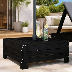 Wooden Parasol Base Cover Black Solid Pine Outdoor Umbrella Stand Side Table