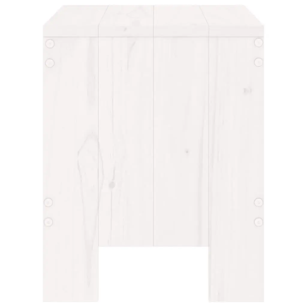 Outdoor Garden Stools 2 pcs White Solid Wood Pine Patio Seating Footrest