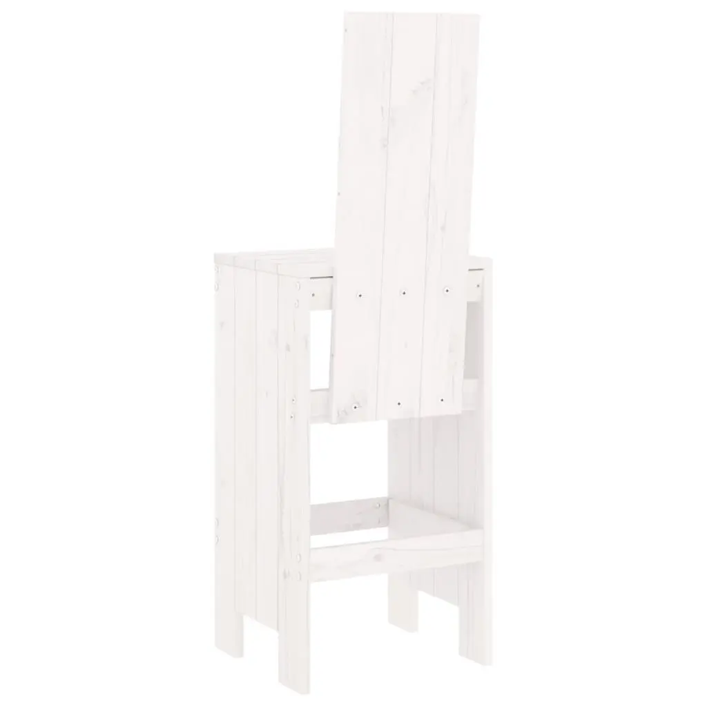 Bar Stools 75 cm White Solid Wood Pine Construction with Backrest and Footrest 2 Piece Set