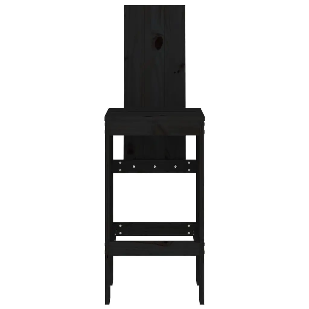 Bar Stools 2 pcs Black Solid Pine Wood 40x42x120 cm