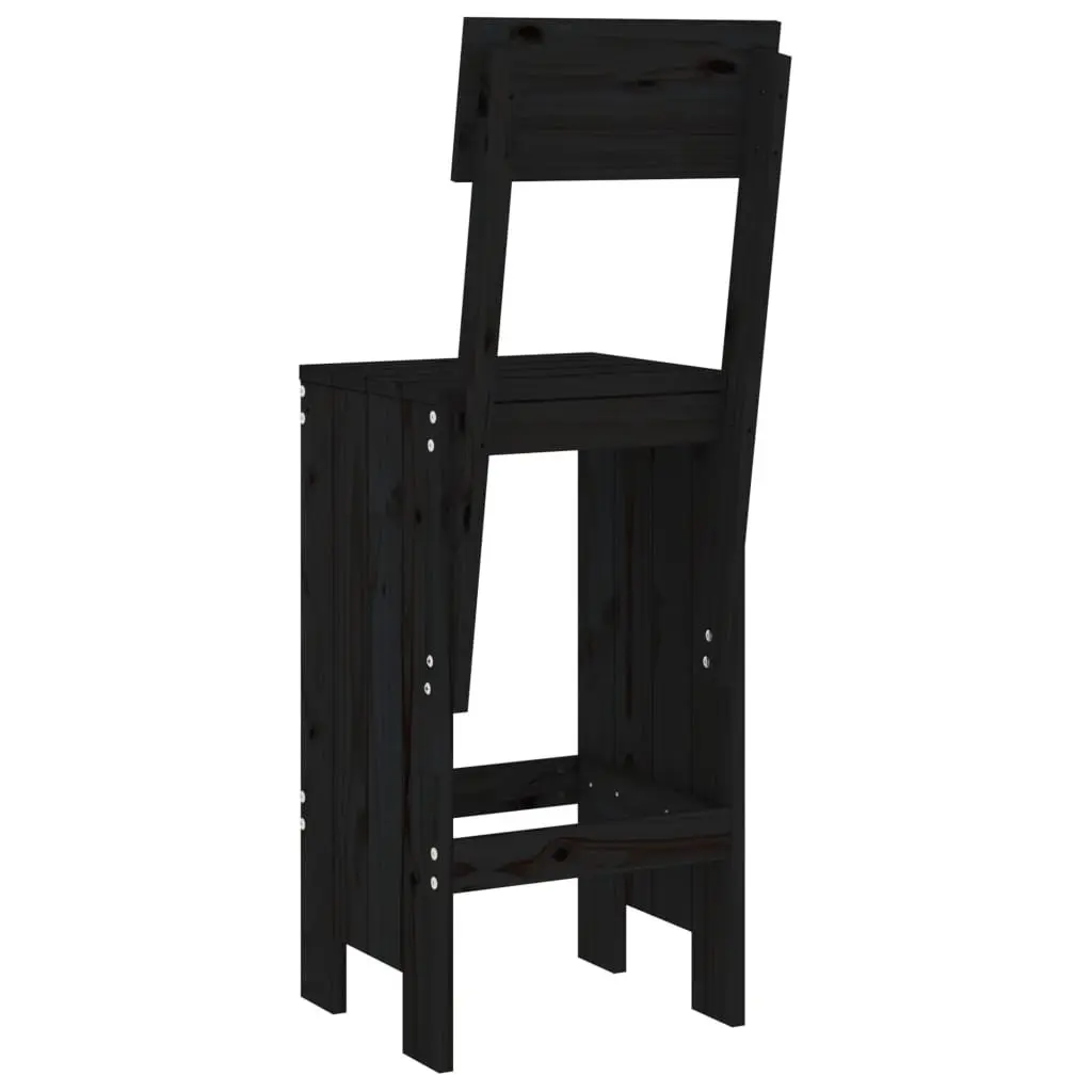 Bar Stools 2pcs Black Solid Pine Wood 40x48.5x115.5cm Patio Balcony Chairs