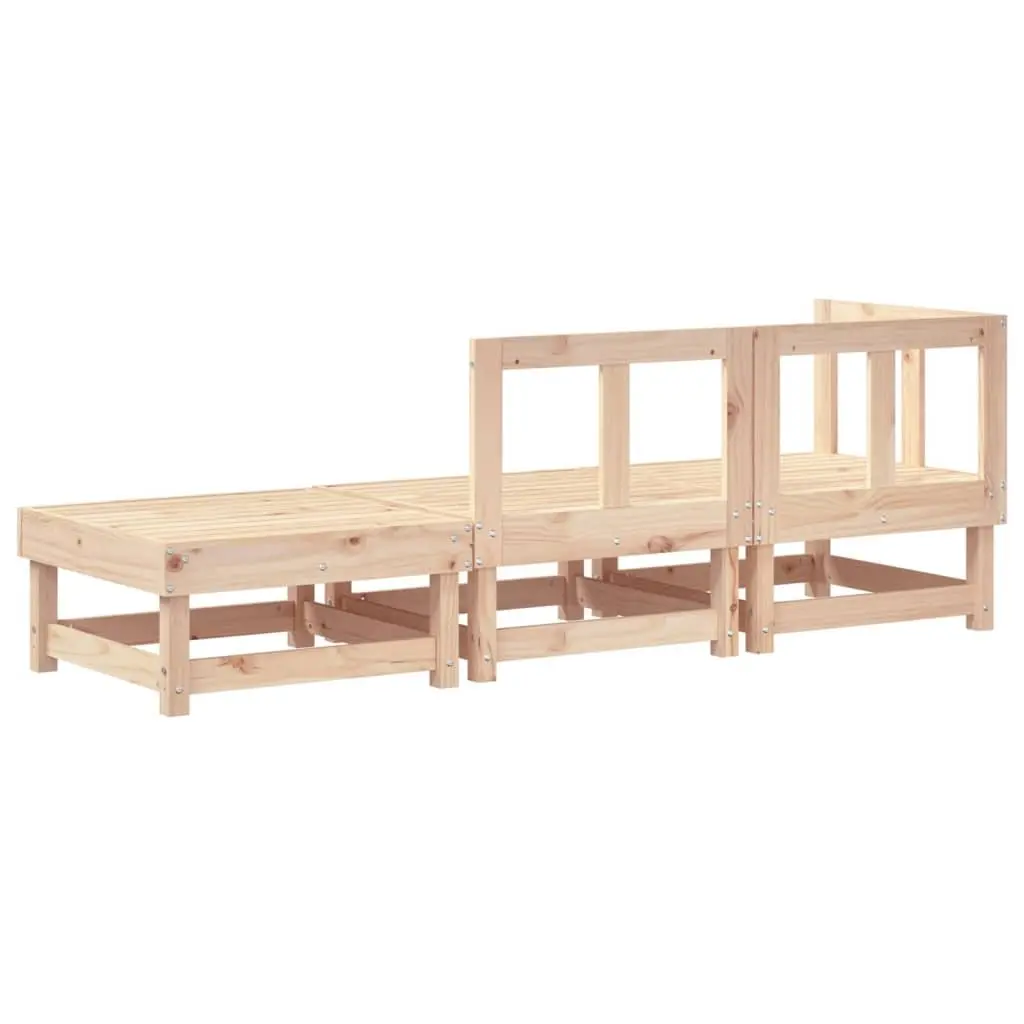 3 Piece Modular Garden Lounge Set Outdoor Sectional Sofa Solid Pine Wood Brown