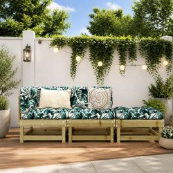 Outdoor Sectional Sofa Units 3 Piece Garden Lounge Set Wooden Modular Patio